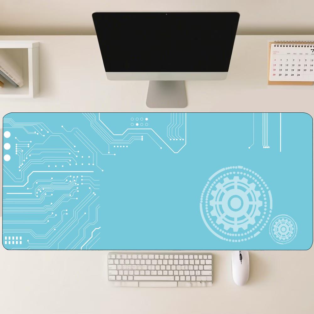 Blue Tech Circuit Gear Pattern - Office Tech Set Up ulasan dan harga