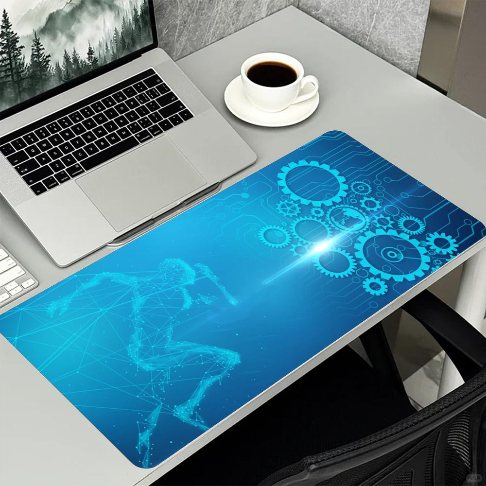 Blue Tech Circuit Gear Pattern - Office Tech Set Up ulasan dan harga