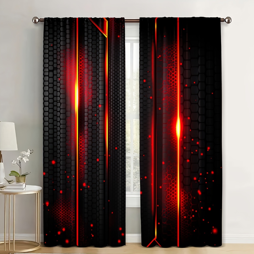 2pcs Lava Curtains Black Red C - Office Tech For Men ulasan dan harga