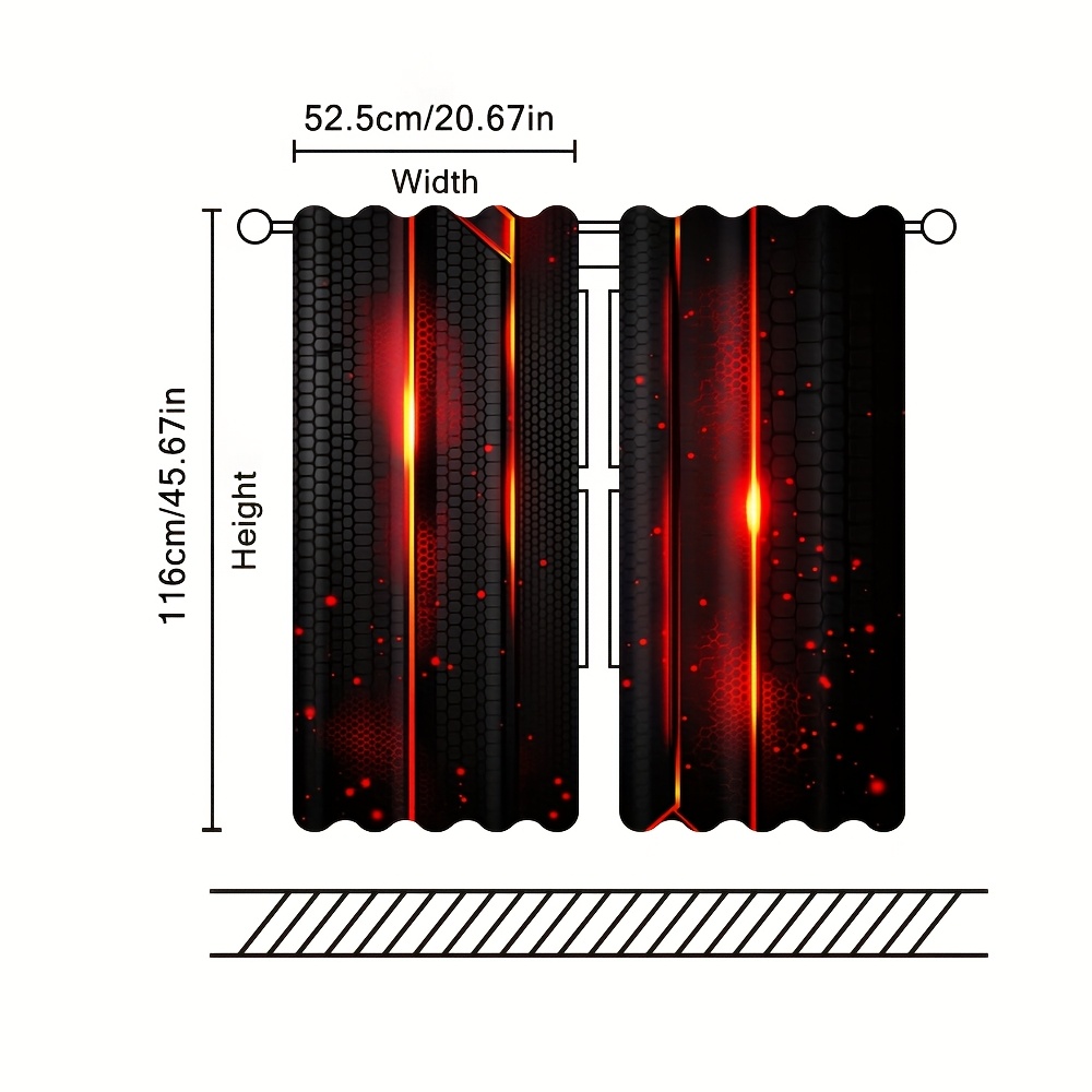 2pcs Lava Curtains Black Red C - Office Tech For Men ulasan dan harga