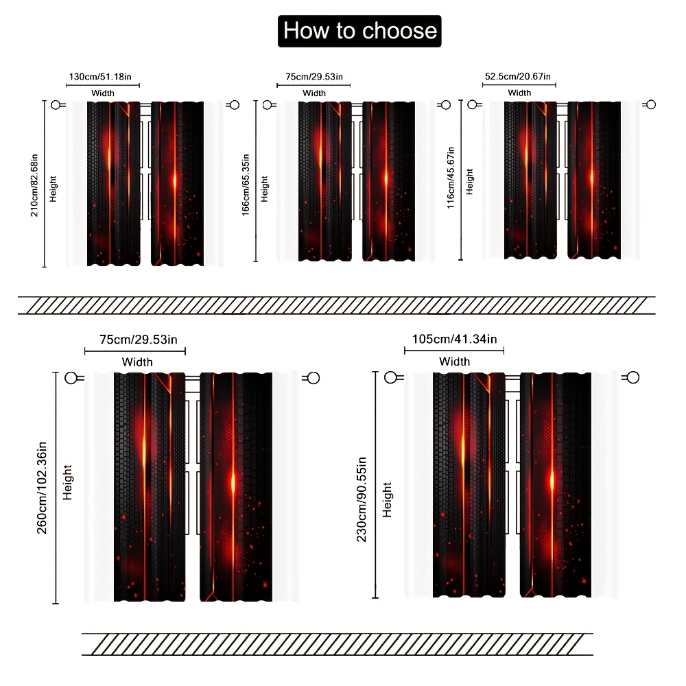 2pcs Lava Curtains Black Red C - Office Tech For Men ulasan dan harga
