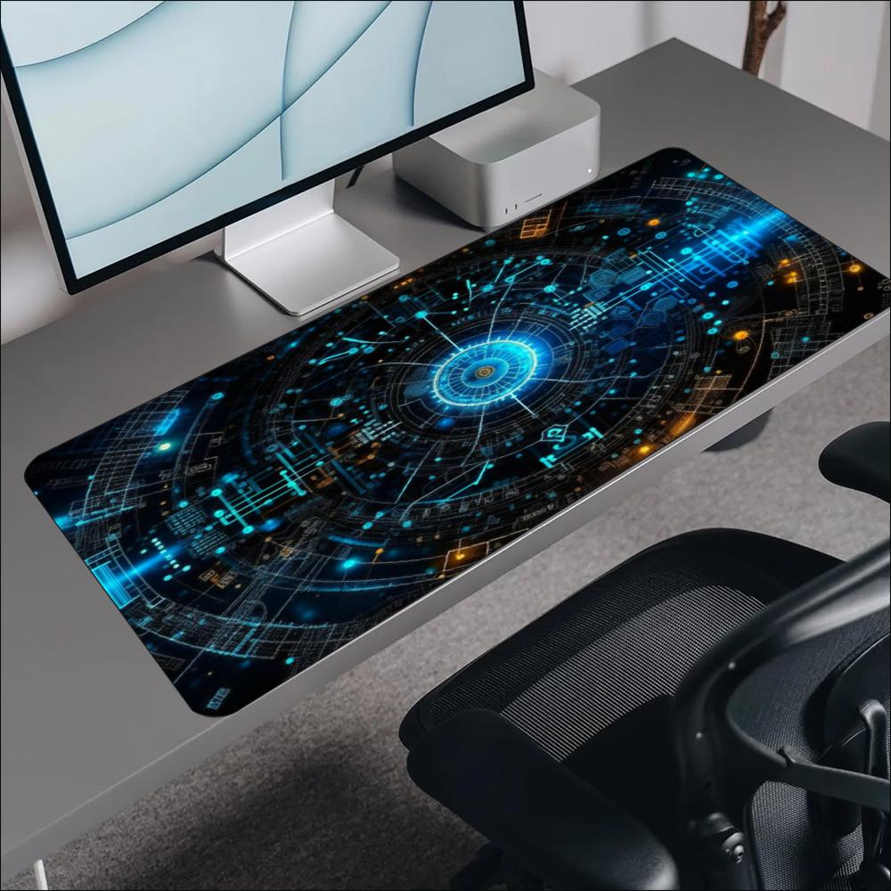 Blue Cyan Tech Circuit Circle  - Office Tech Set Up ulasan dan harga