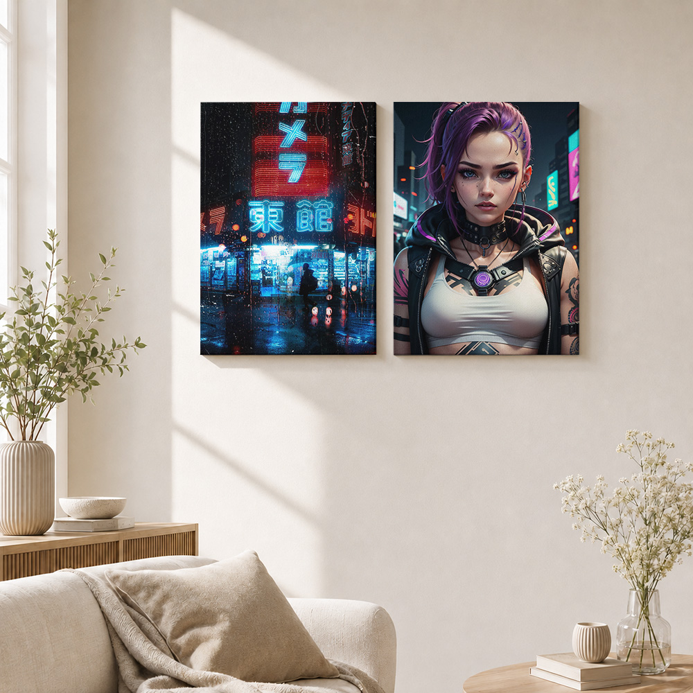 Cyberpunk Canvas Print Poster  - Office Technology ulasan dan harga